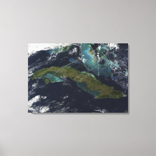 Satellite view of Cuba Canvas Print
