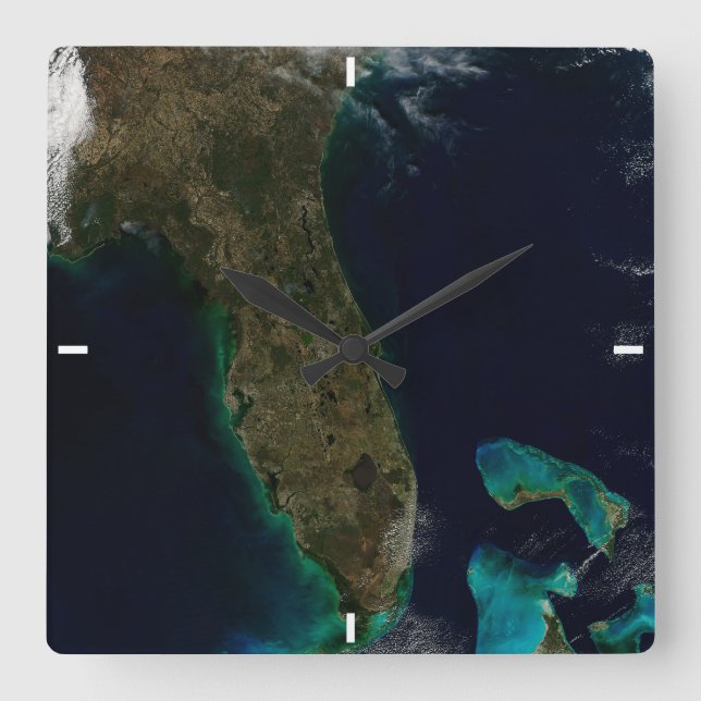 Satellite View Of Florida. Square Wall Clock (Front)