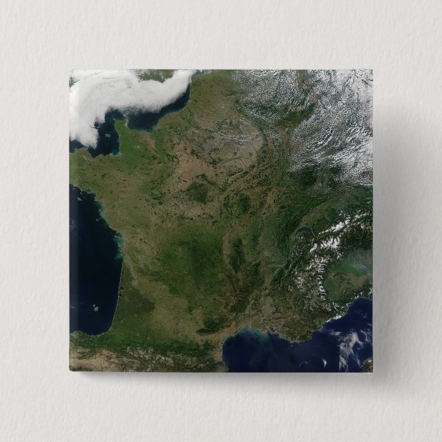 Satellite view of France 15 Cm Square Badge (Front)