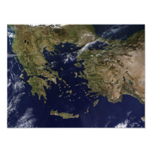 Satellite view of Greece and Turkey Photo Print