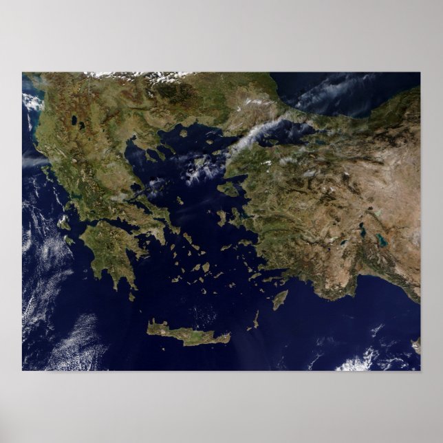 Satellite view of Greece and Turkey Poster (Front)