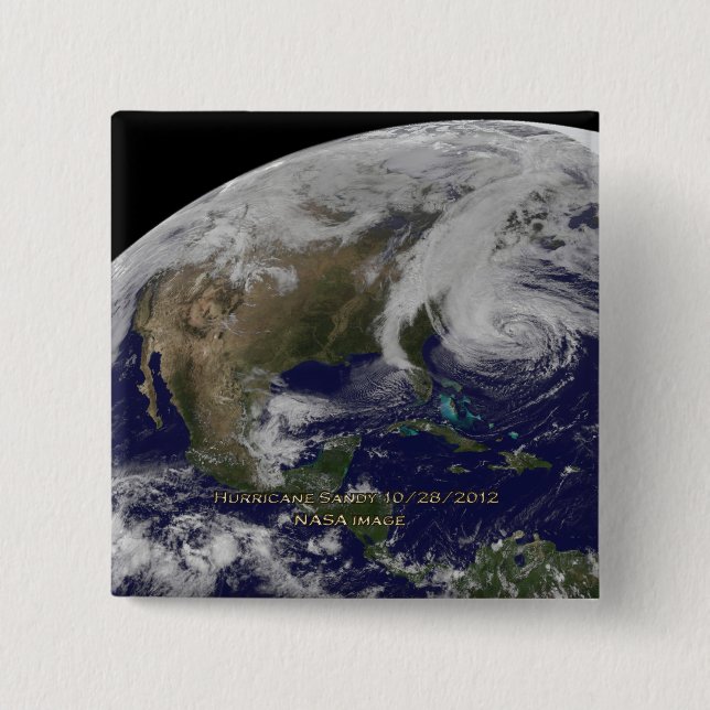 Satellite View of Hurricane Sandy 15 Cm Square Badge (Front)