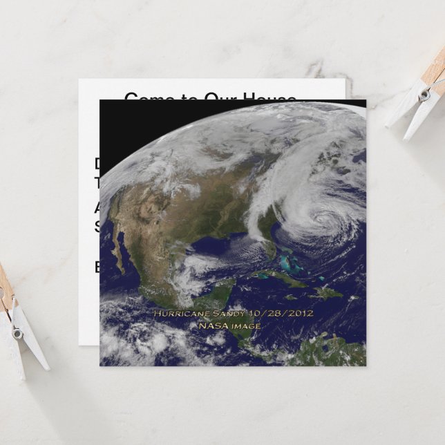 Satellite View of Hurricane Sandy Invitation (Front/Back In Situ)