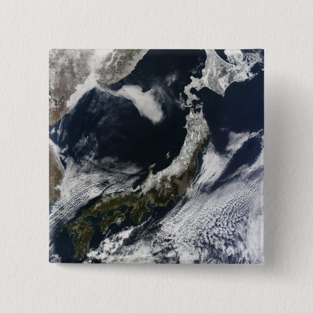 Satellite view of Japan 15 Cm Square Badge (Front)