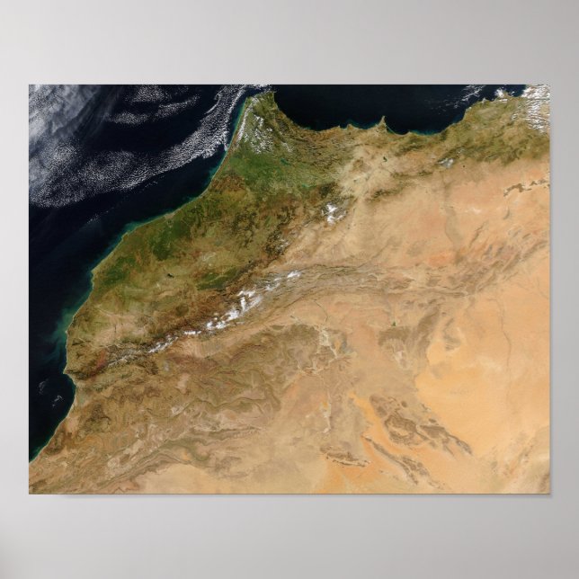 Satellite view of Morocco Poster (Front)