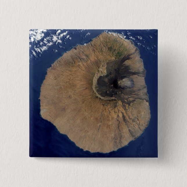 Satellite view of Mount Fogo 15 Cm Square Badge (Front)