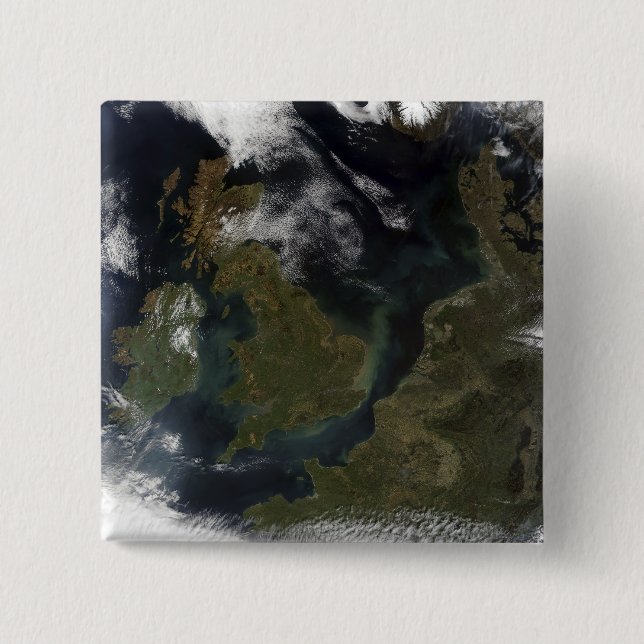 Satellite view of Northern Europe 15 Cm Square Badge (Front)