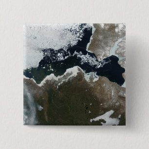 Satellite view of Northwest Canada 15 Cm Square Badge