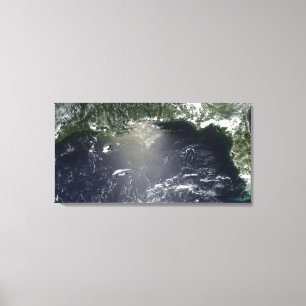 Satellite view of oil leaking canvas print
