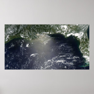 Satellite view of oil leaking poster