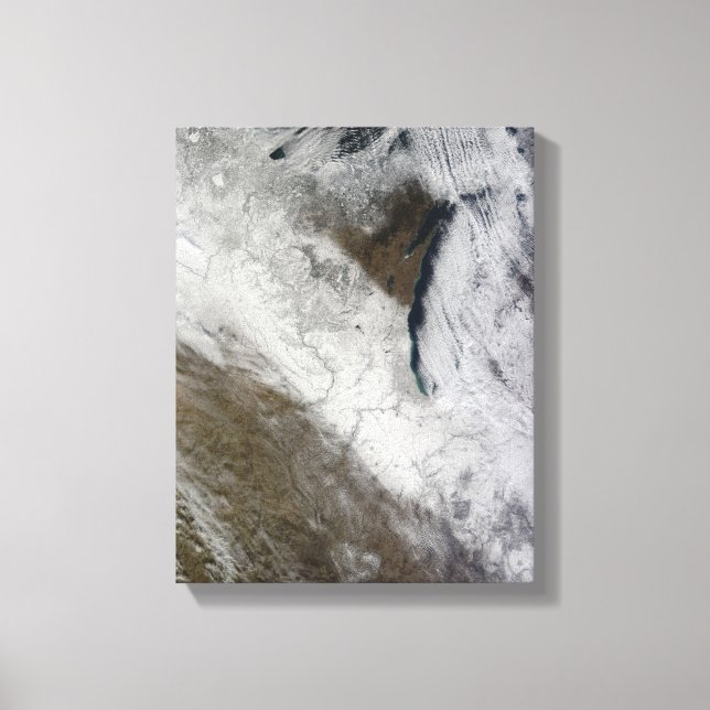 Satellite view of snow and cold canvas print (Front)