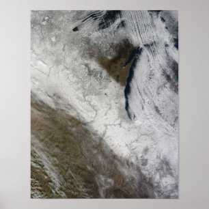 Satellite view of snow and cold poster