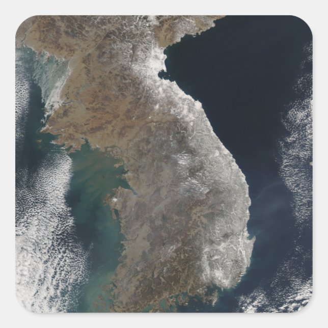 Satellite view of snowfall square sticker (Front)