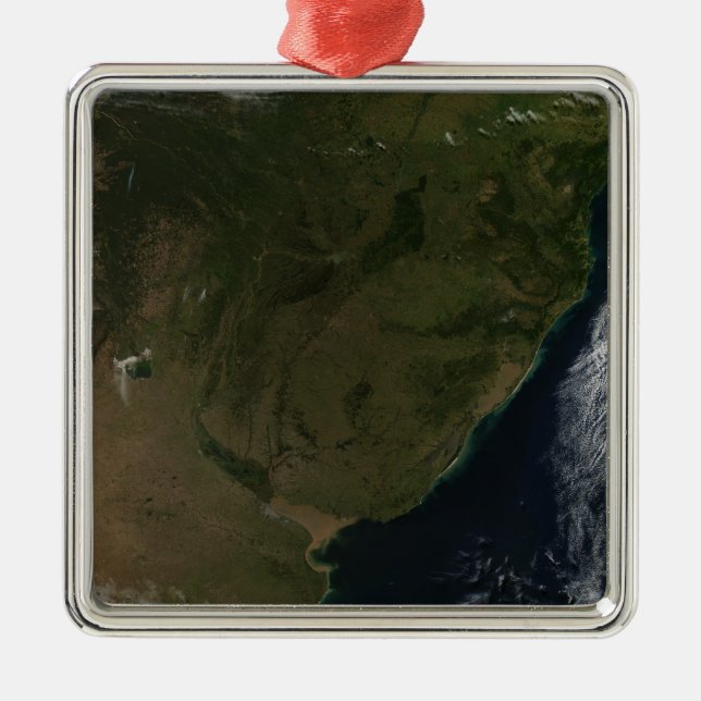 Satellite view of South America Metal Tree Decoration (Front)