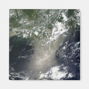 Satellite view of streaks and ribbons of oil magnet