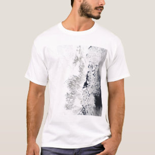 Satellite view of the eastern coast of Greenlan T-Shirt