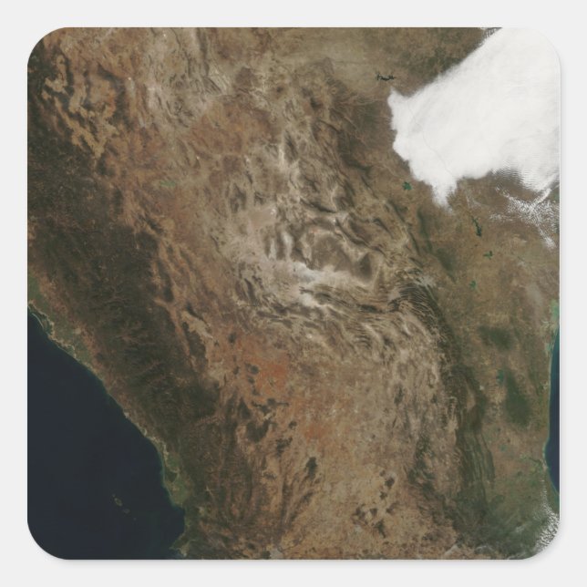 Satellite view of the landscape of central Mexi Square Sticker (Front)