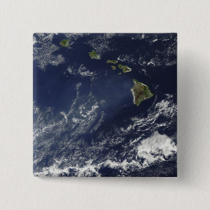 Satellite view of volcanic fog 15 cm square badge