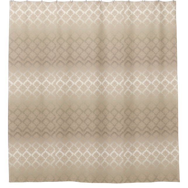 Satin Damask taupe beige bath Shower Curtain (Front)