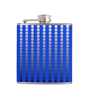 Satin dots - cobalt blue and pewter hip flask