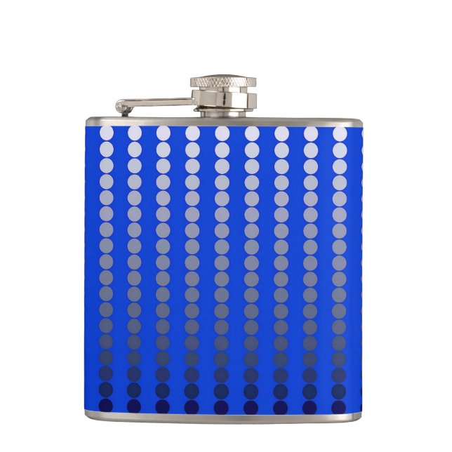 Satin dots - cobalt blue and pewter hip flask (Front)