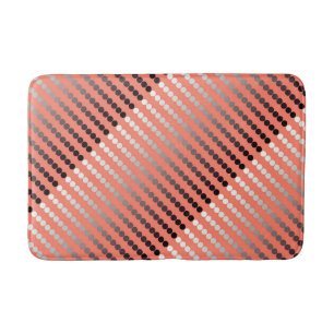Satin dots - coral and pewter bath mat