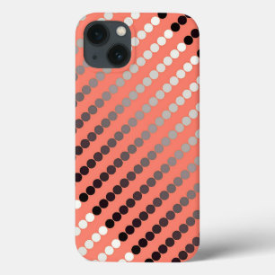 Satin dots - coral and pewter iPhone 13 case