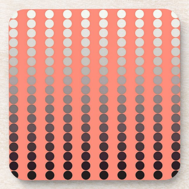 Satin dots - coral and pewter coaster (Front)