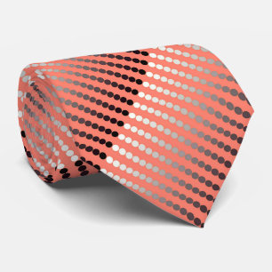 Satin dots - coral and pewter tie