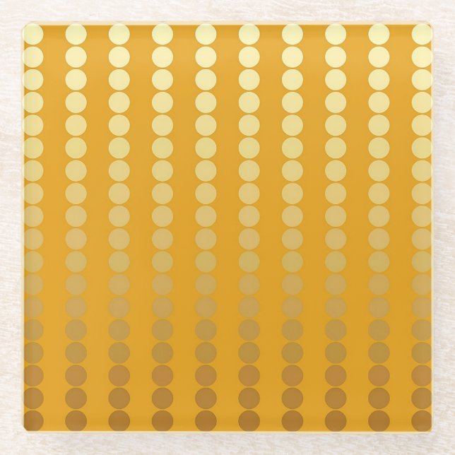 Satin dots - gold and mustard glass coaster (Front)