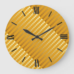 Satin dots - gold and mustard large clock