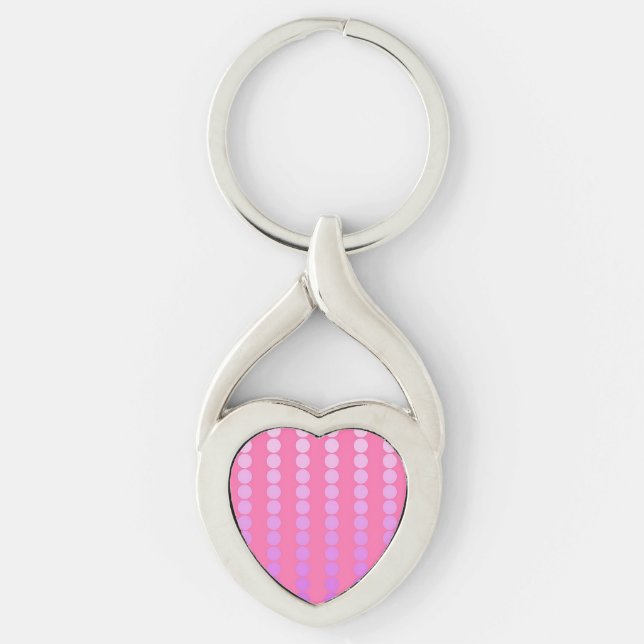 Satin dots - pink and orchid key ring (Front)