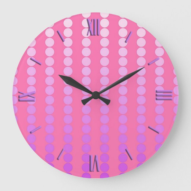 Satin dots - pink and orchid large clock (Front)
