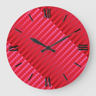 Satin dots - shades of deep red large clock