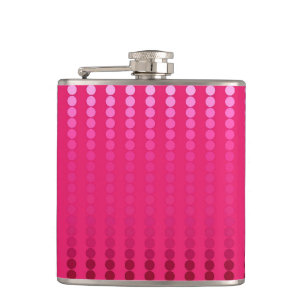 Satin dots - shades of fuchsia pink hip flask