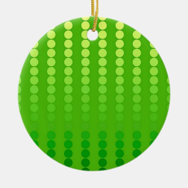 Satin dots - shades of lime green ceramic tree decoration (Front)