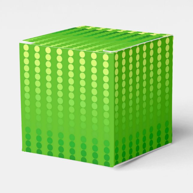 Satin dots - shades of lime green favour box (Front Side)