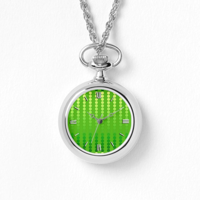 Satin dots - shades of lime green watch (Front)