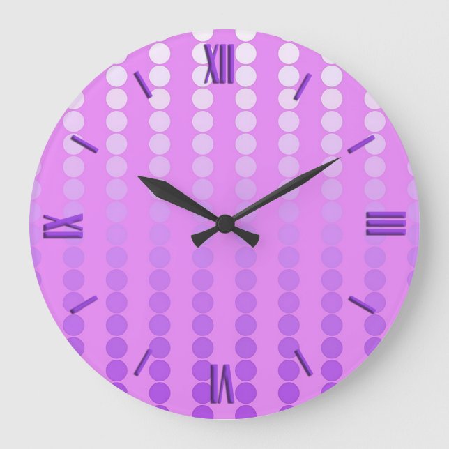Satin dots - shades of orchid large clock (Front)
