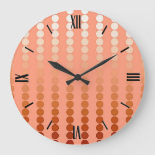 Satin dots - shades of peach large clock