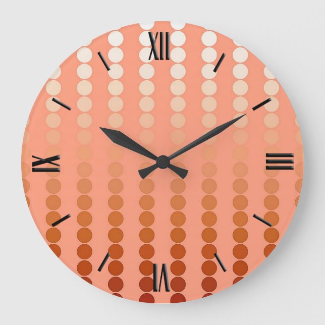 Satin dots - shades of peach large clock (Front)