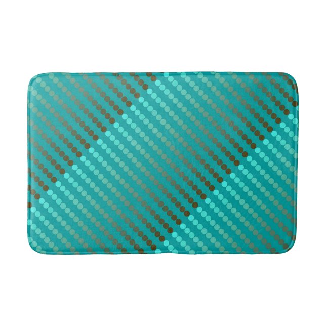 Satin dots - turquoise and pewter grey bath mat (Front)