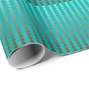 Satin dots - turquoise and pewter grey wrapping paper