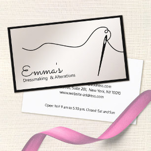 Satin Gold Sewing Needle Thread Seamstress Busi Business Card