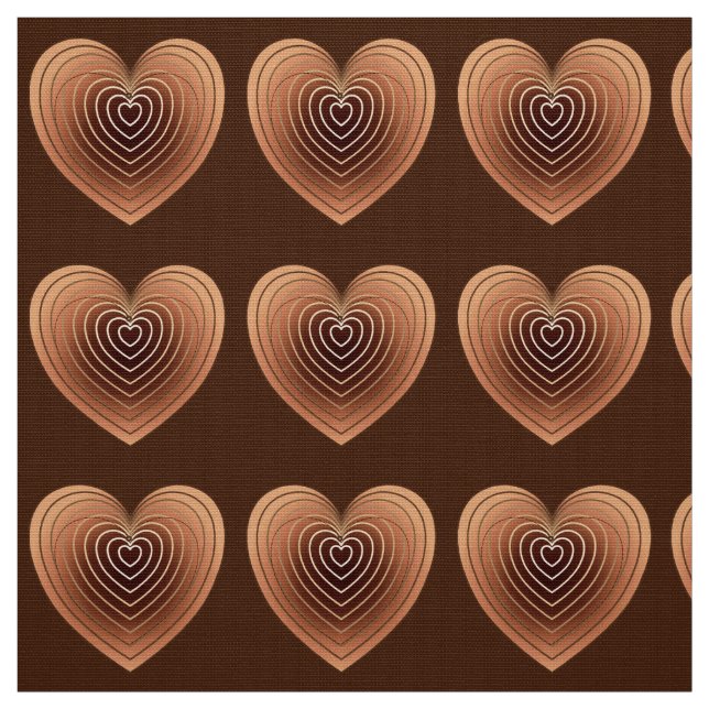 Satin Hearts in Chocolate Brown Fabric (Swatch)