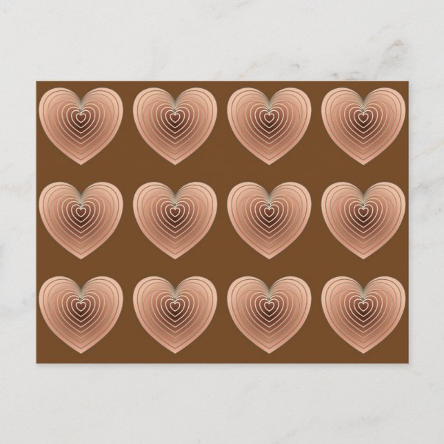 Satin Hearts in Chocolate Brown Postcard (Front)