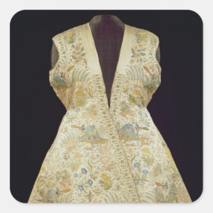 Satin Hunting Coat Embroidered with Silks in Square Sticker