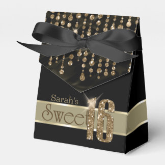 Satin Jewel Sweet Sixteen Black Gold ID260 Favour Box