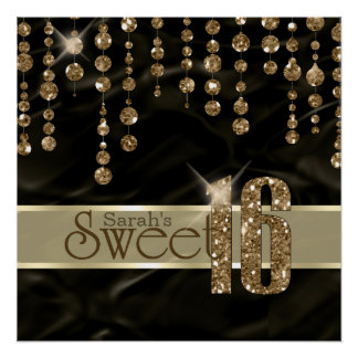 Satin Jewel Sweet Sixteen Black Gold ID260 Poster