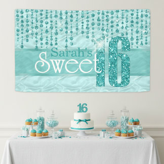 Satin Jewel Sweet Sixteen Teal ID260 Banner